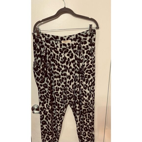 Michael Kors Black Gray Leopard Print Polyester Harem Pants Size M - Picture 7 of 9